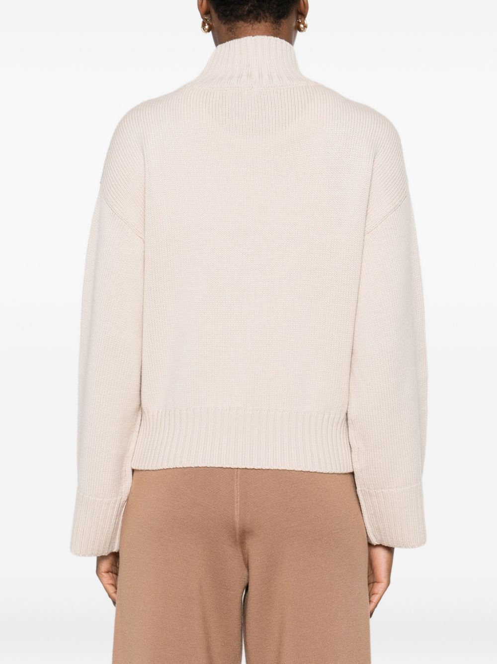 Fabiana Filippi Sweaters Powder — Cropped Wool Turtle‑Neck
