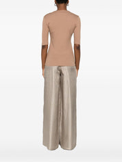 Suéteres Fabiana Filippi Cuello en V de algodón camel