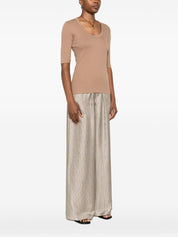 Suéteres Fabiana Filippi Cuello en V de algodón camel