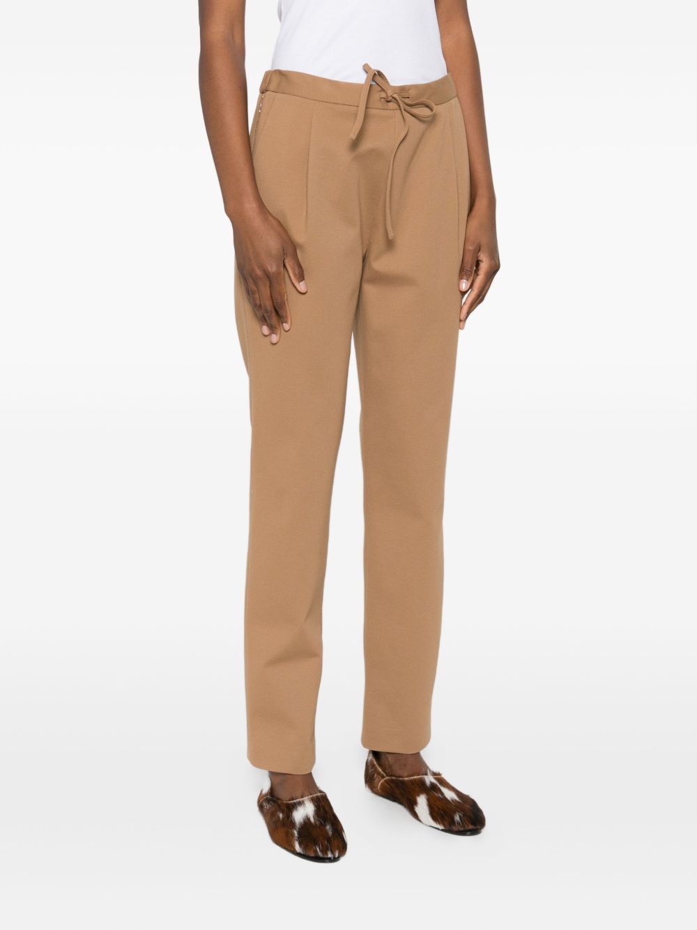 Fabiana Filippi Trousers Camel — Slim Drawstring Trousers