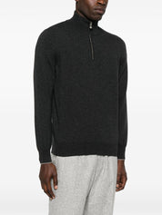 Brunello Cucinelli Grey Cashmere Sweater — Half‑Zip Lupetto