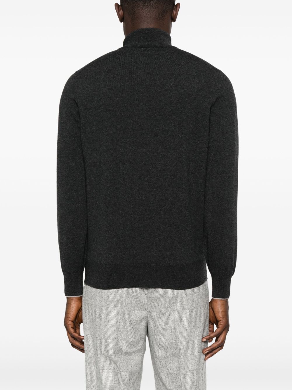 Brunello Cucinelli Grey Cashmere Sweater — Half‑Zip Lupetto