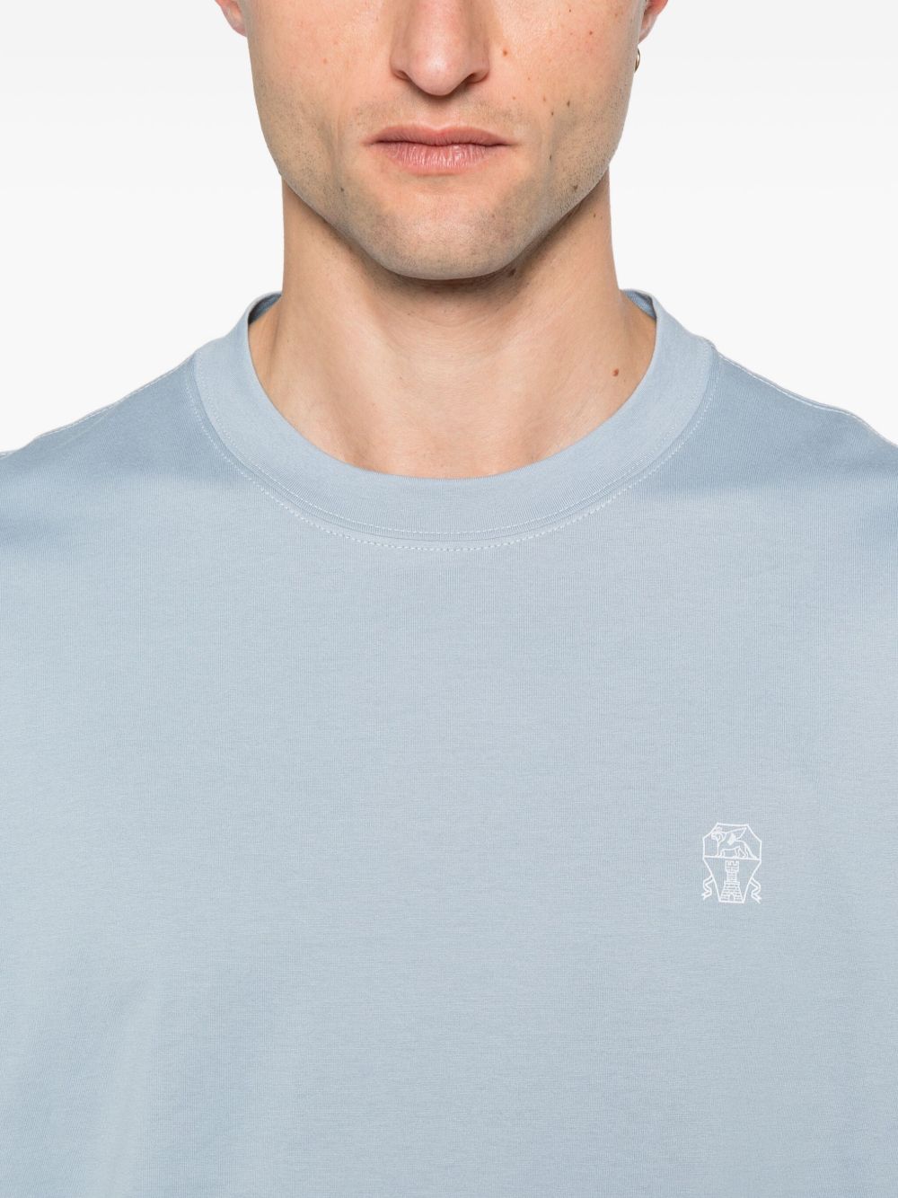 Brunello Cucinelli T-shirts and Polos Clear Blue cotton crewneck