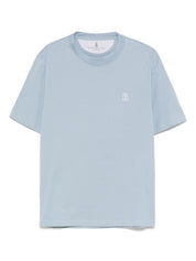 Brunello Cucinelli T-shirts and Polos Clear Blue cotton crewneck