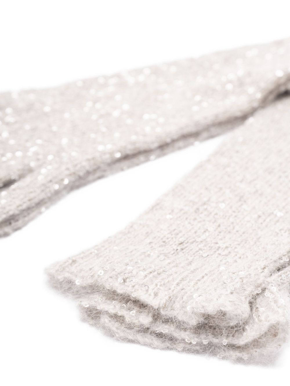 Brunello Cucinelli Gloves in light grey knit