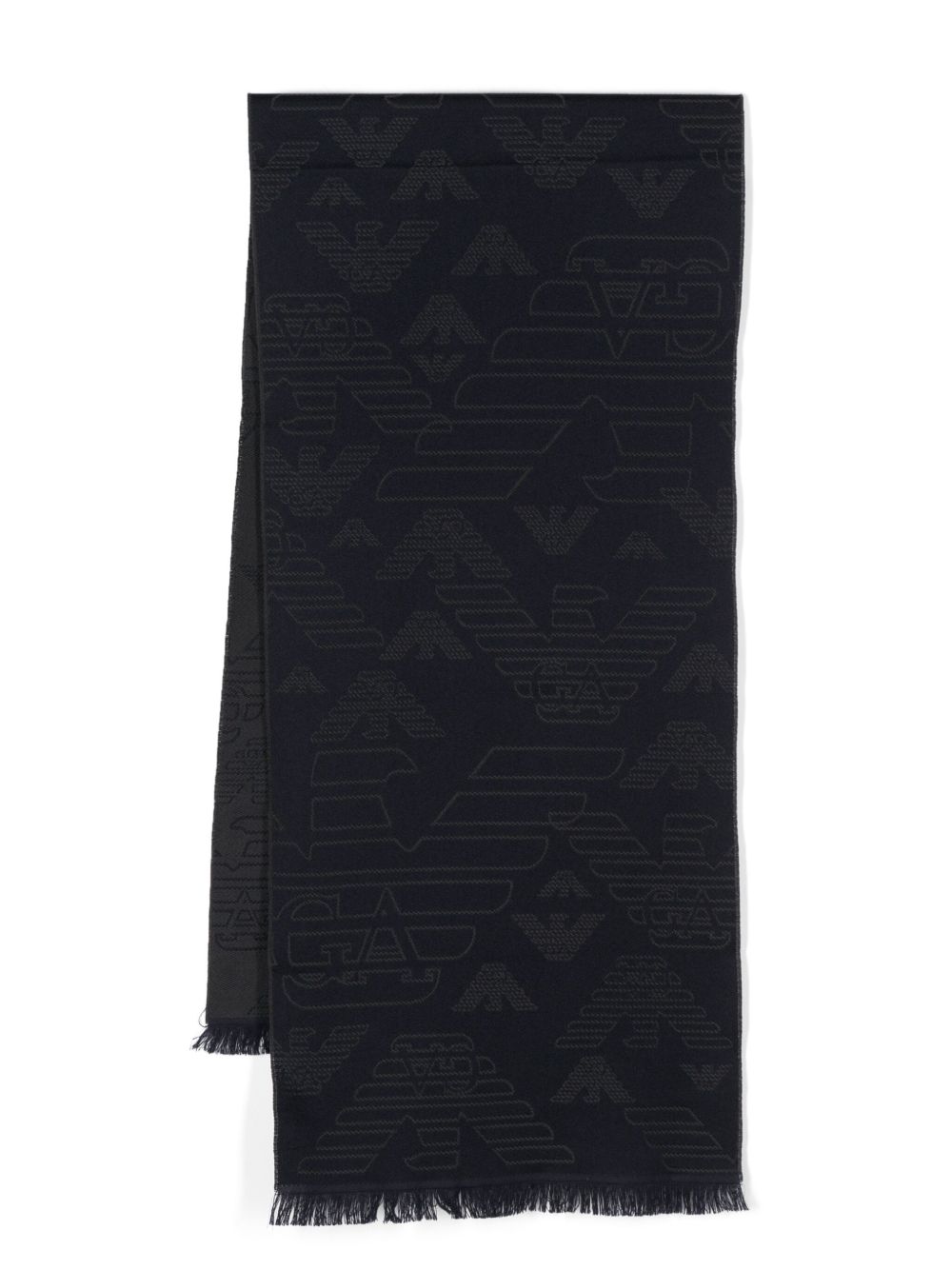 Emporio Armani Blue Wool Logo Scarf — Men