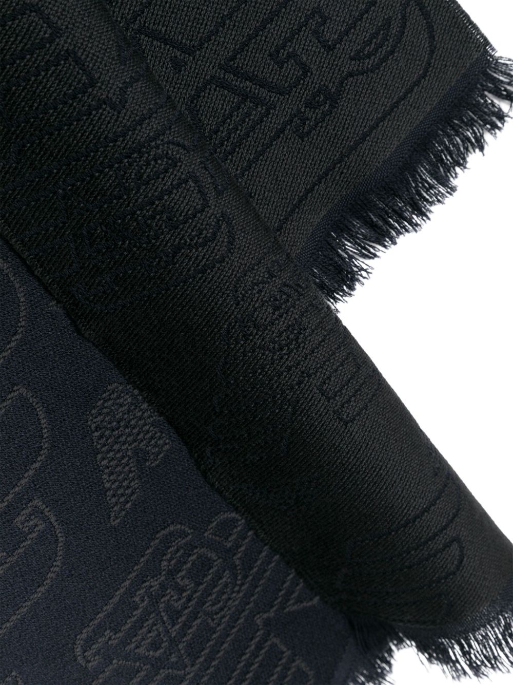 Emporio Armani Blue Wool Logo Scarf — Men