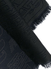 Emporio Armani Blue Wool Logo Scarf — Men