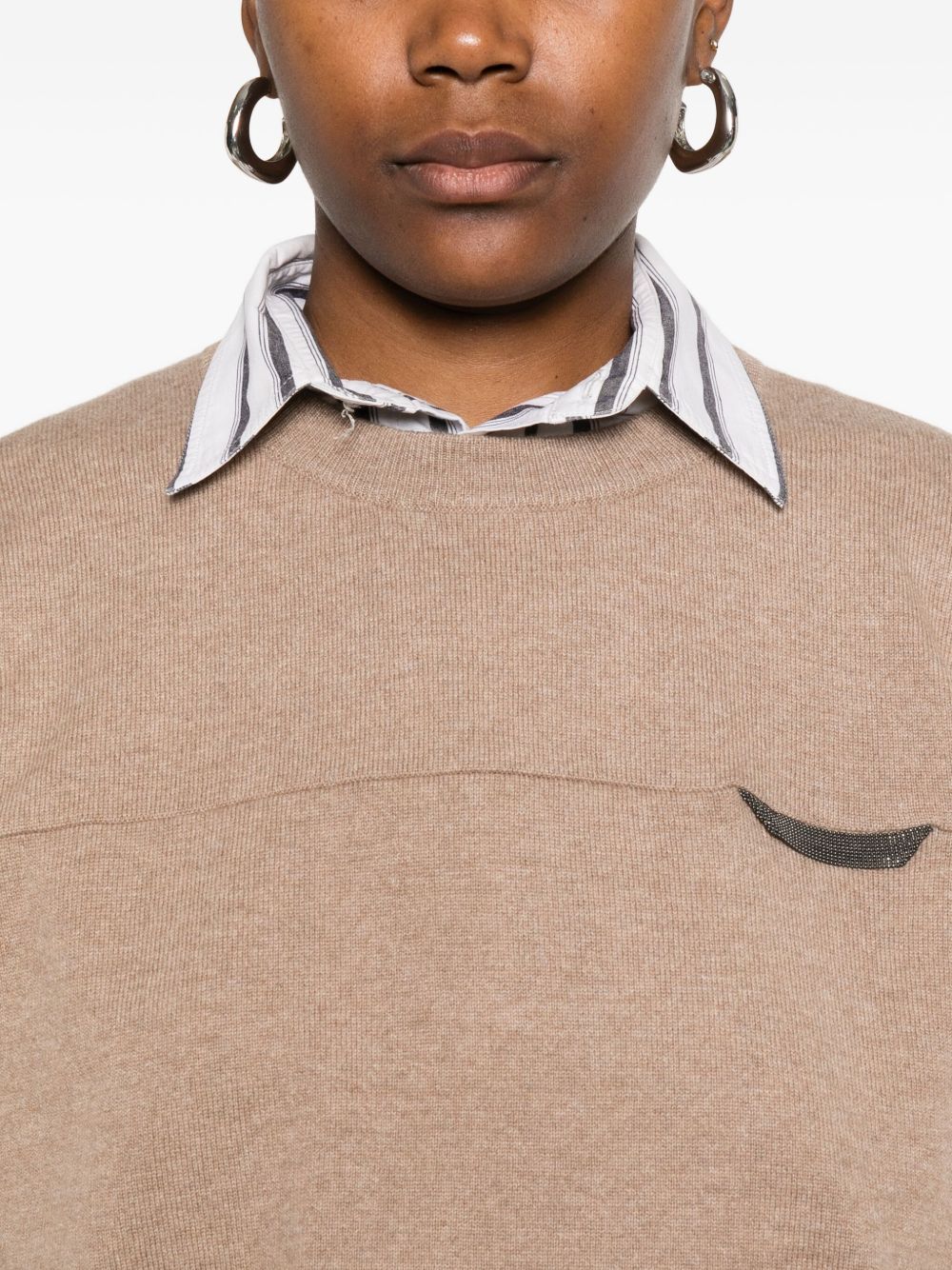 Brunello Cucinelli Brown Cashmere Crewneck Sweater