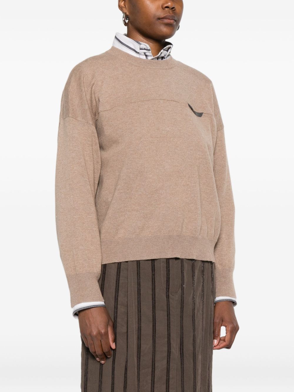 Brunello Cucinelli Brown Cashmere Crewneck Sweater