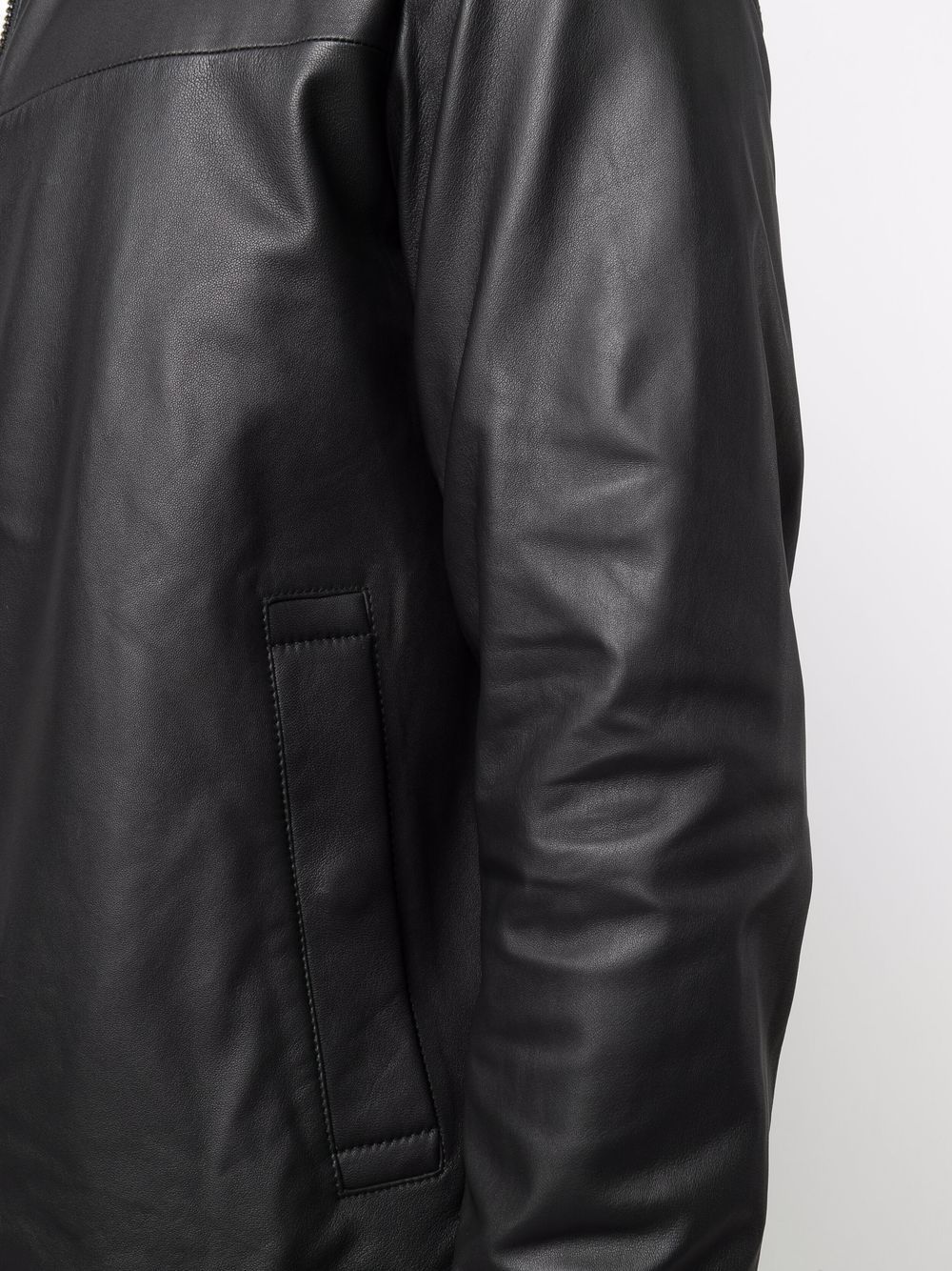 Vestes Emporio Armani Veste zippée en cuir d'agneau noir