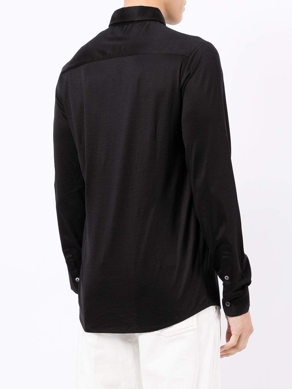 Emporio Armani Black Shirt — Fluid Lyocell-Cotton Tailoring