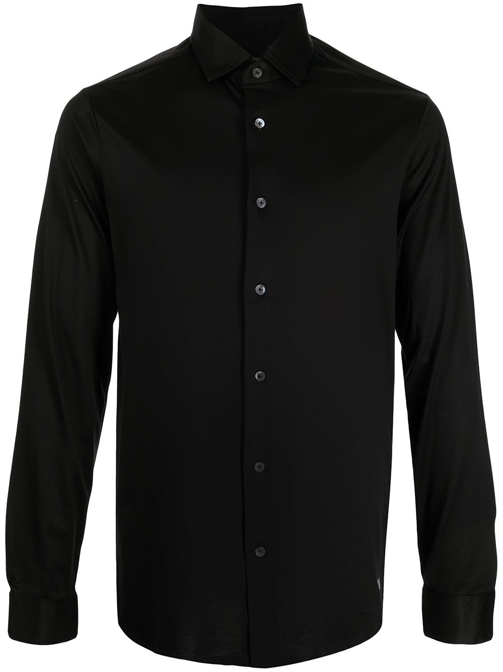 Emporio Armani Black Shirt — Fluid Lyocell-Cotton Tailoring