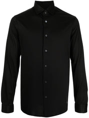 Emporio Armani Black Shirt — Fluid Lyocell-Cotton Tailoring
