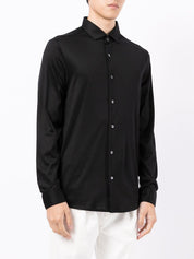 Emporio Armani Black Shirt — Fluid Lyocell-Cotton Tailoring