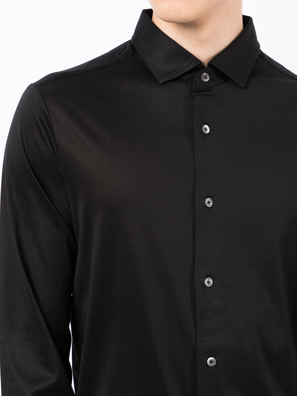Emporio Armani Black Shirt — Fluid Lyocell-Cotton Tailoring