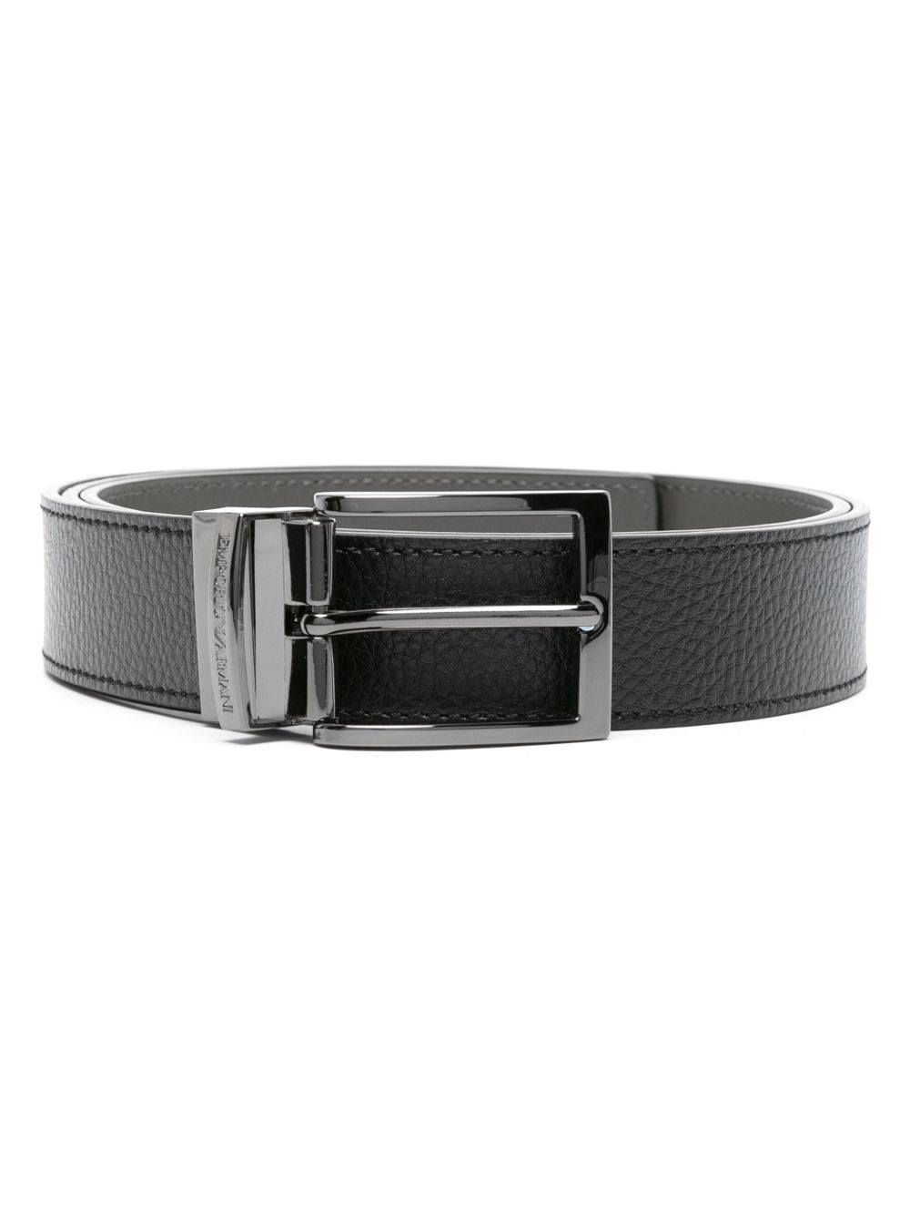 Ceinture en cuir grainé exclusif Emporio Armani en cuir de veau réversible