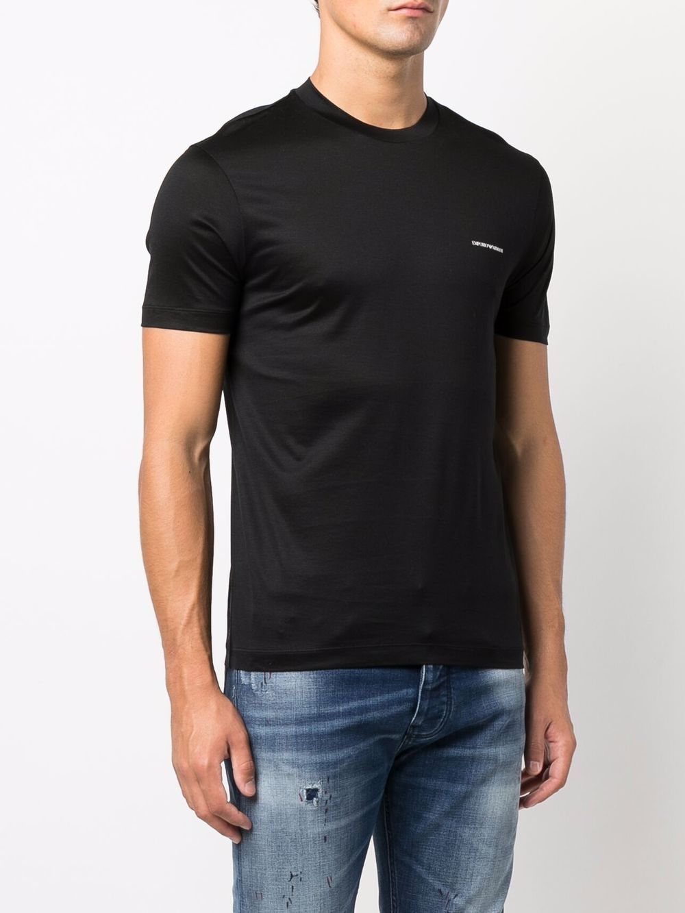 Emporio Armani T-shirts and Polos Black cotton blend logo tee