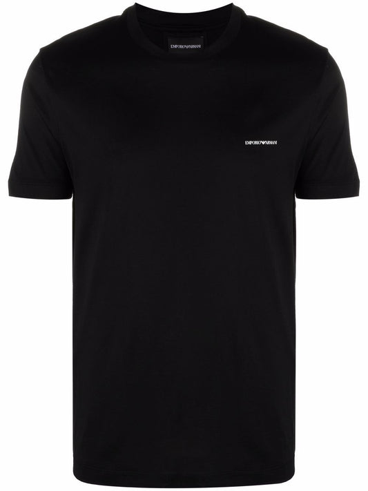 Emporio Armani Black Logo Cotton-Blend T‑Shirt