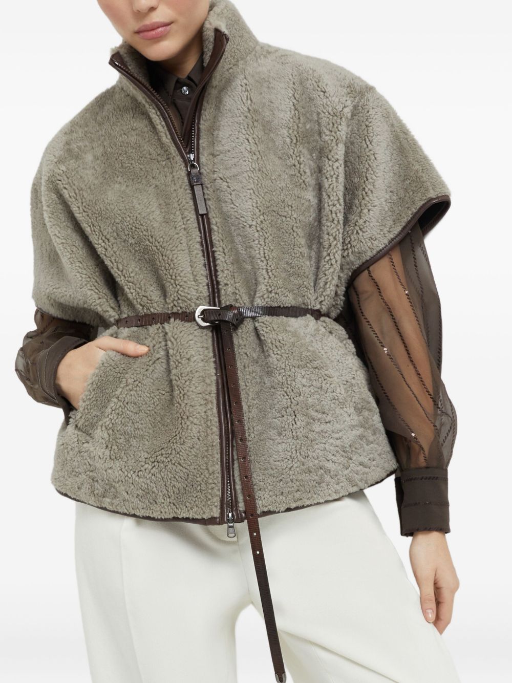 Brunello Cucinelli Brown Jacket — Tailored Comfort, Satin Finish