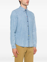 PS By Paul Smith Shirts Clear Blue — Striped Cotton Shirt