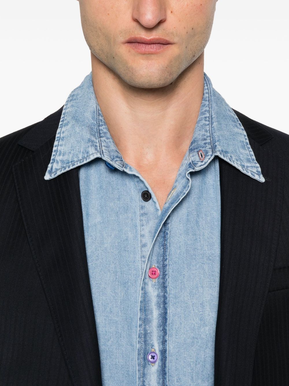 PS By Paul Smith Shirts Clear Blue — Striped Cotton Shirt