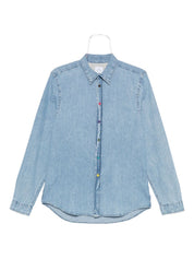 PS By Paul Smith Shirts Clear Blue — Striped Cotton Shirt