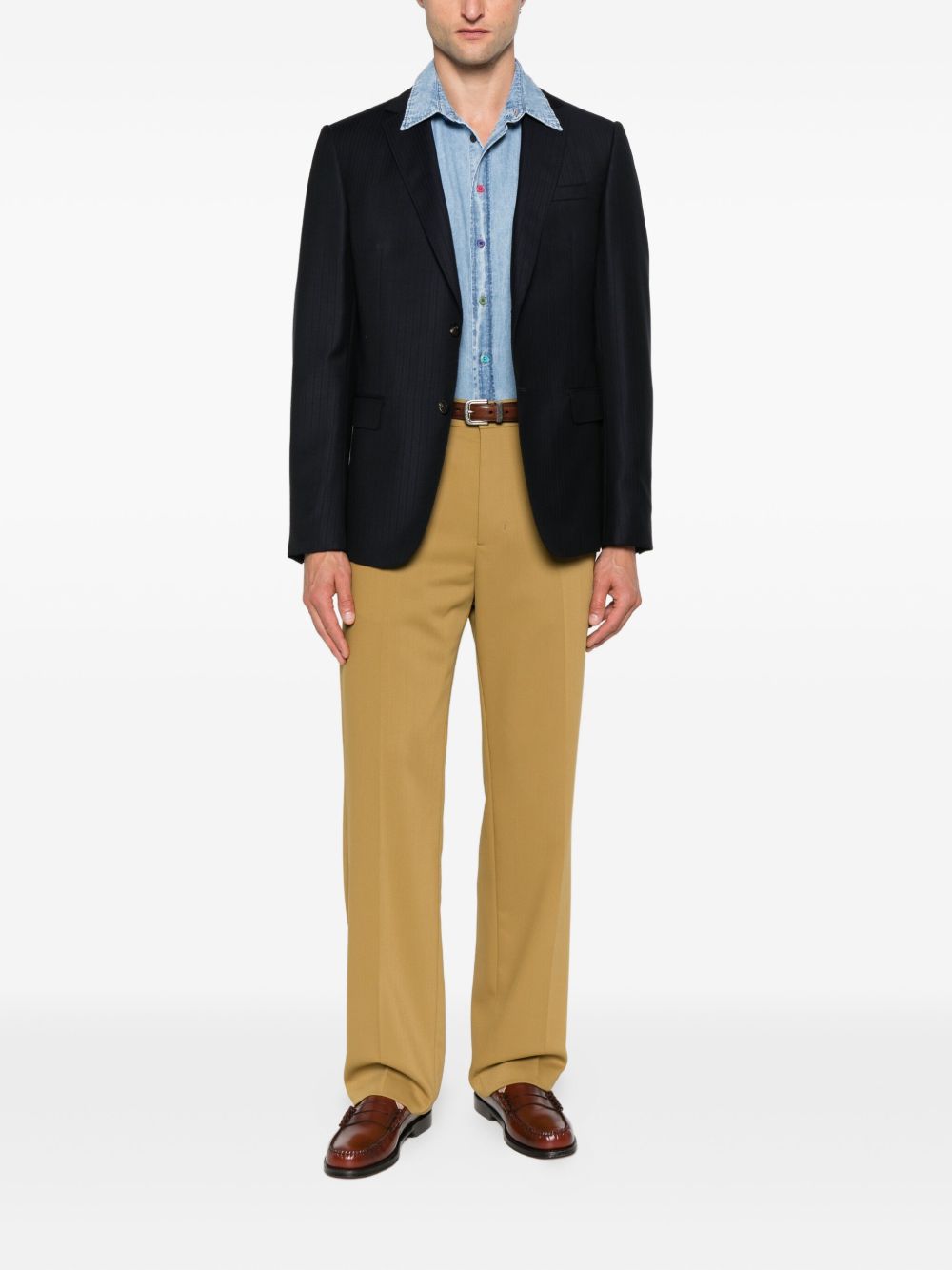 PS By Paul Smith Shirts Clear Blue — Striped Cotton Shirt