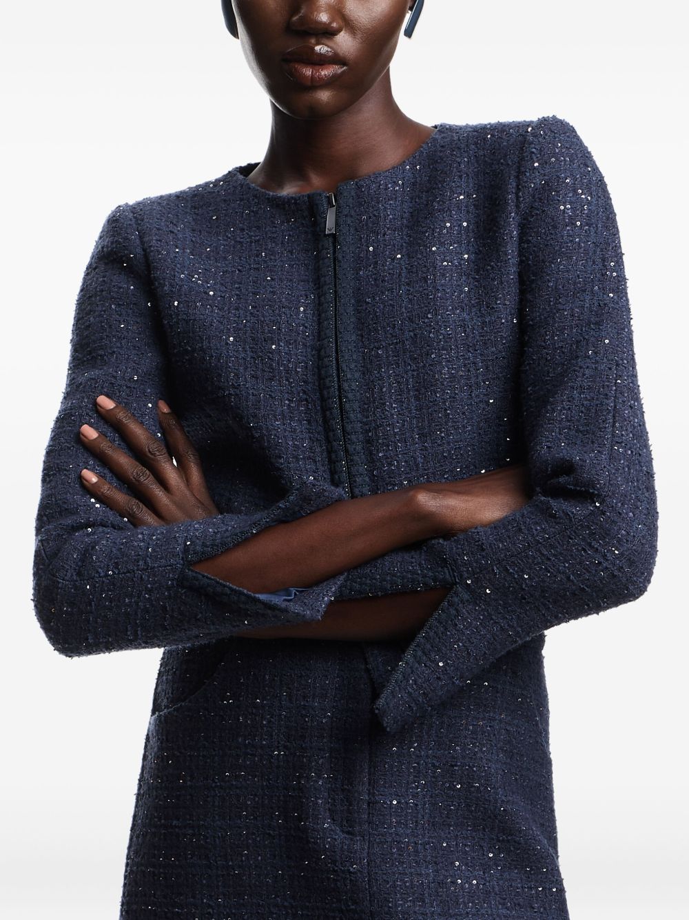 Emporio Armani Jackets Blue — Navy Tweed Sequin Blazer