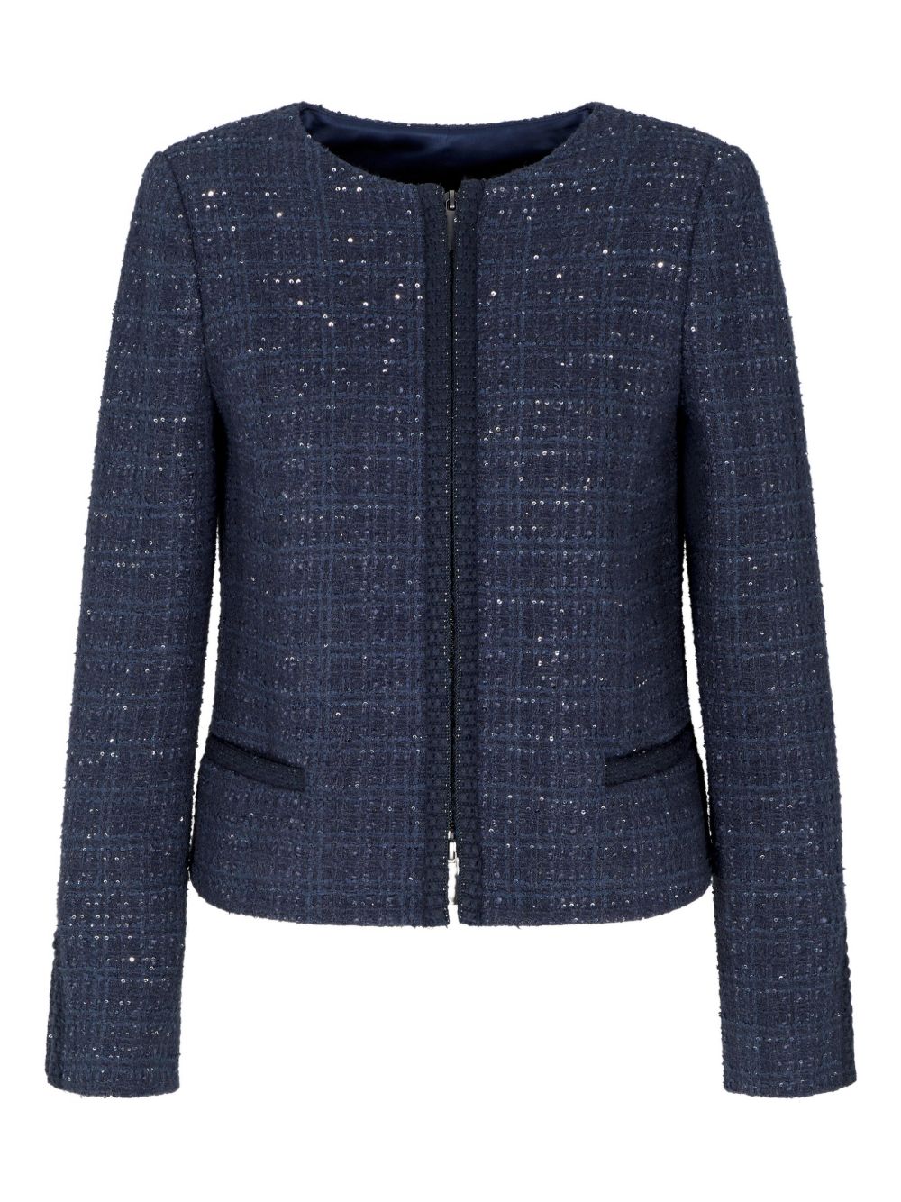 Emporio Armani Jackets Blue — Navy Tweed Sequin Blazer