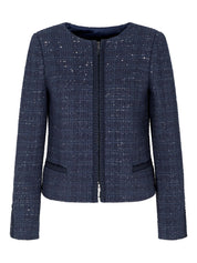 Emporio Armani Jackets Blue — Navy Tweed Sequin Blazer