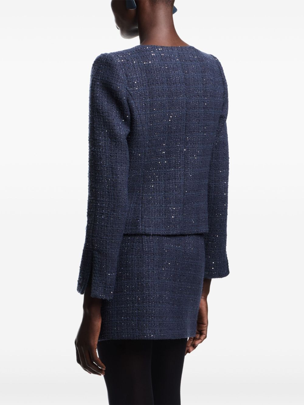 Emporio Armani Jackets Blue — Navy Tweed Sequin Blazer