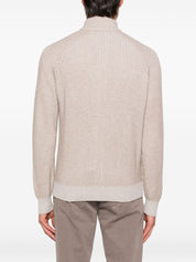 Beige Cashmere Zip Cardigan — Brunello Cucinelli Sweater