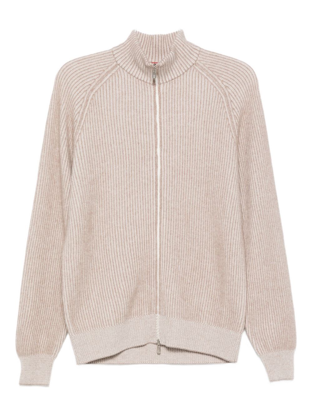 Beige Cashmere Zip Cardigan — Brunello Cucinelli Sweater