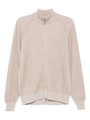 Beige Cashmere Zip Cardigan — Brunello Cucinelli Sweater