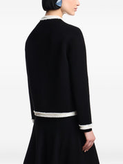 Emporio Armani Jackets Black — Wool‑Blend Crewneck Blazer