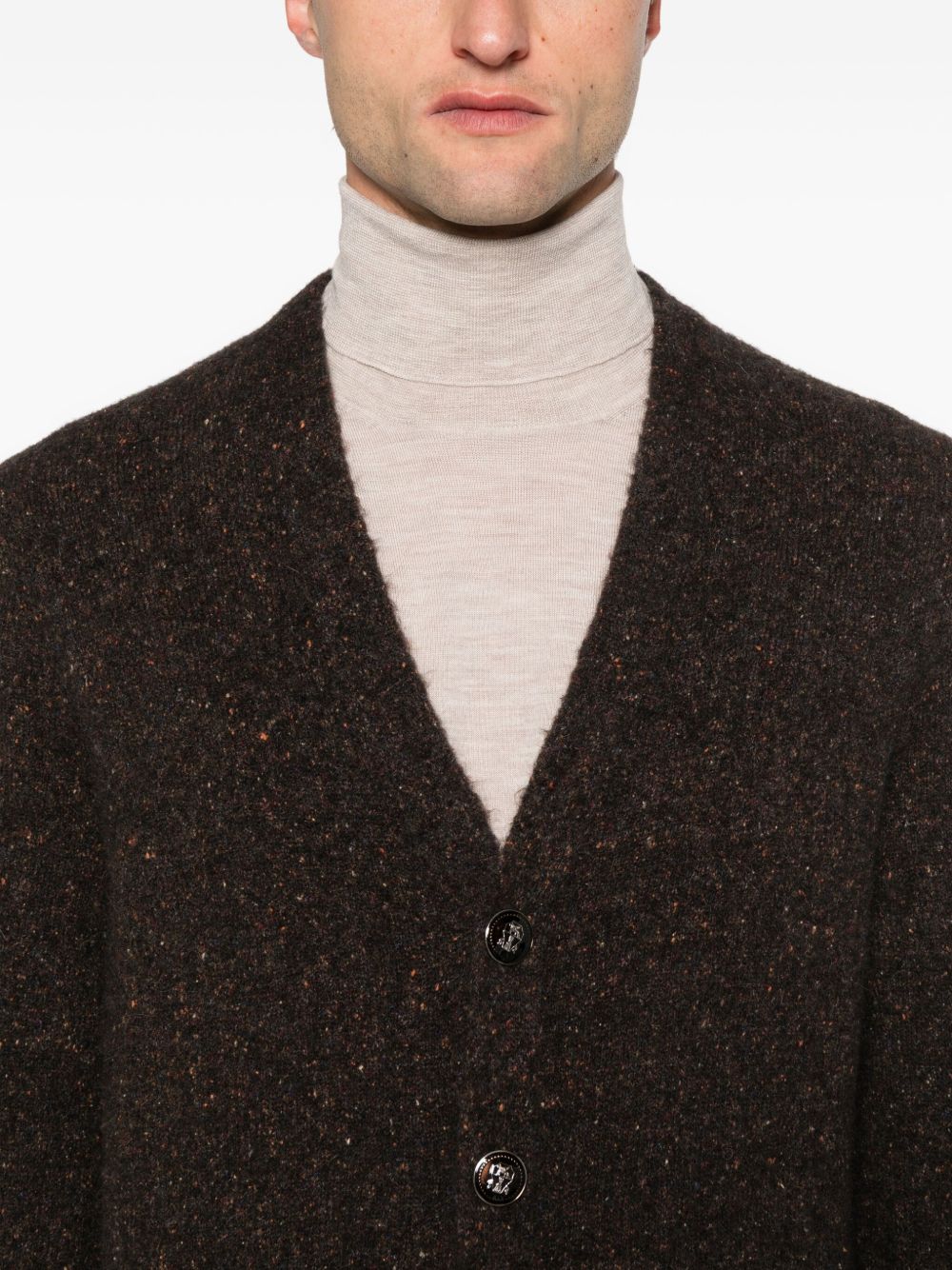 Brunello Cucinelli Brown Wool V-neck Sweater
