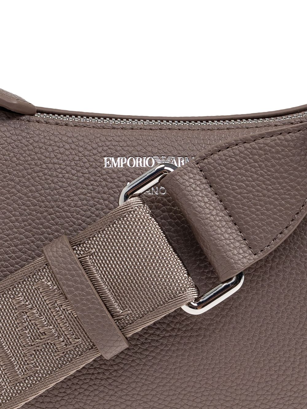 Emporio Armani grey pebbled leather baguette shoulder bag