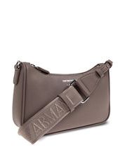 Emporio Armani grey pebbled leather baguette shoulder bag