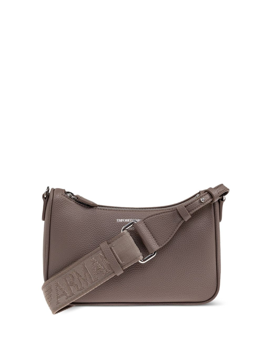 Emporio Armani grey pebbled leather baguette shoulder bag