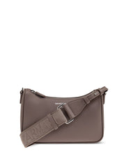 Emporio Armani grey pebbled leather baguette shoulder bag