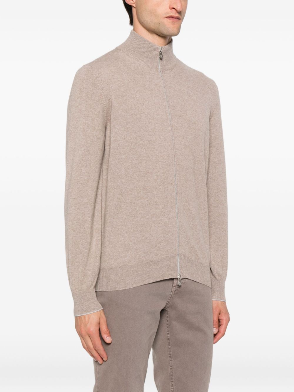 Brunello Cucinelli Sweaters Beige — Cashmere Zip Cardigan
