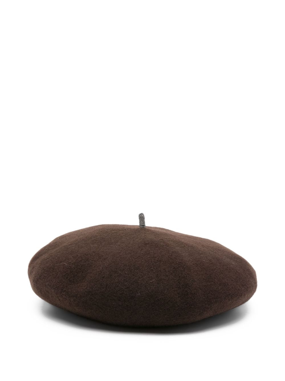 Brunello Cucinelli Hats — Wool Basque Hat in Dark Brown