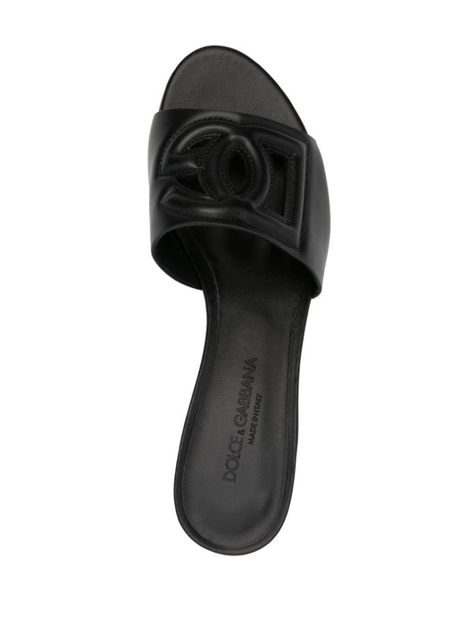 Dolce & Gabbana Sandals Black — Logo Calf-Leather Elegance