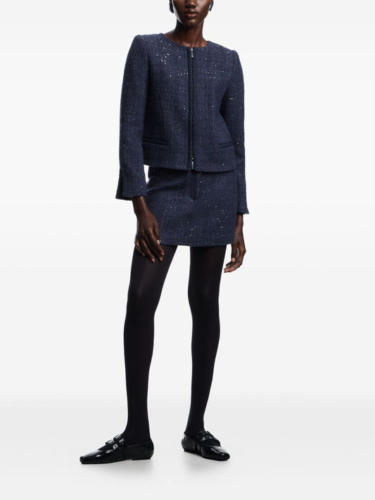 Emporio Armani Blue Wool Mini Skirt