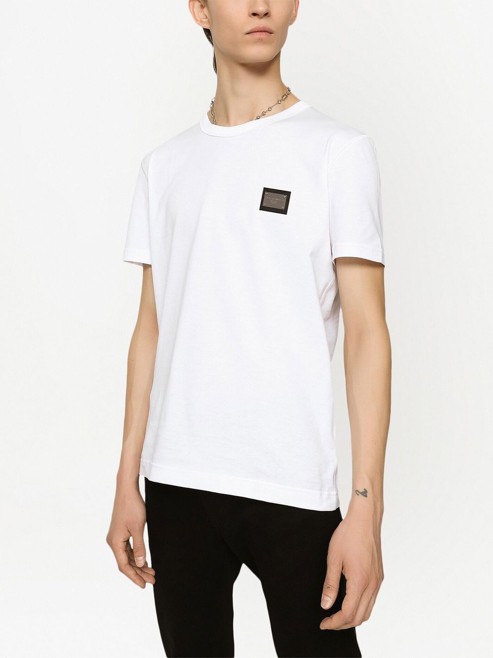 Dolce & Gabbana T-shirts and Polos White cotton logo crewneck