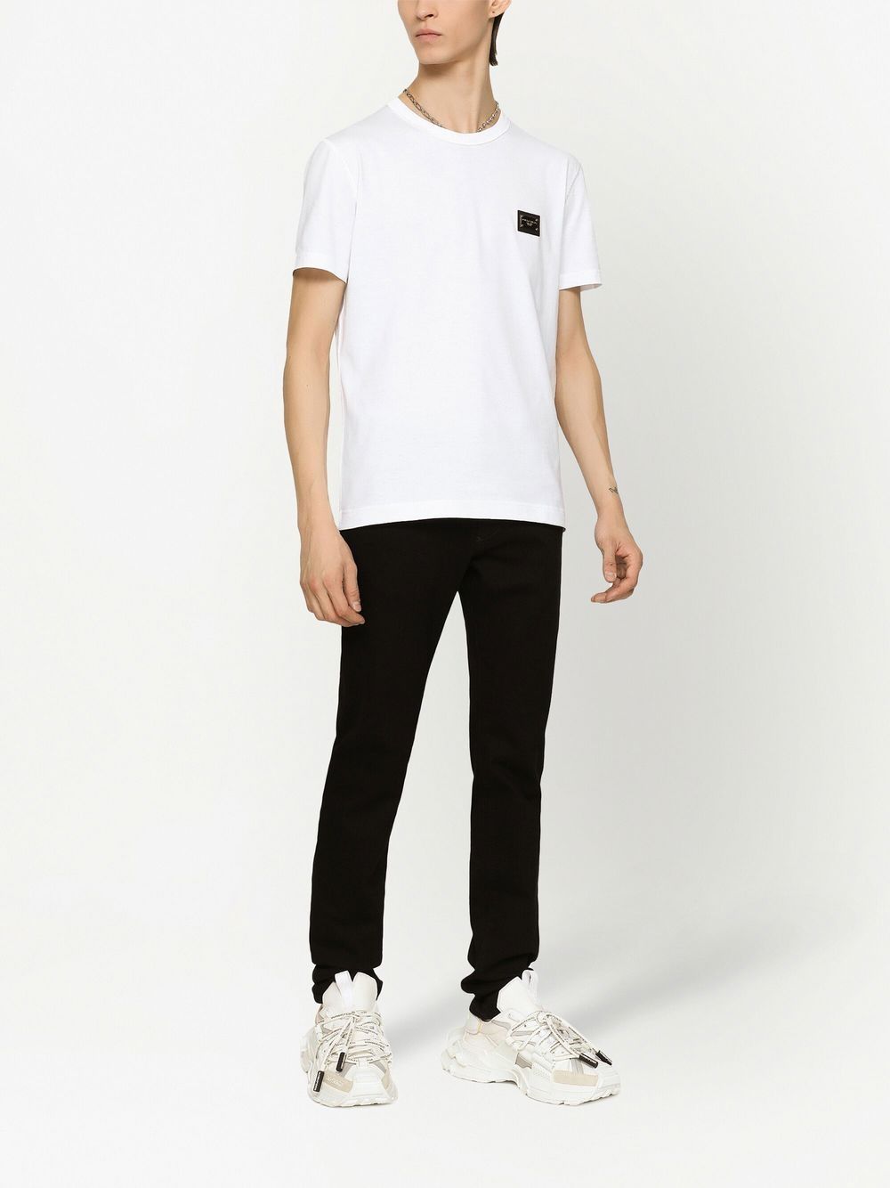 Dolce & Gabbana T-shirts and Polos White cotton logo crewneck