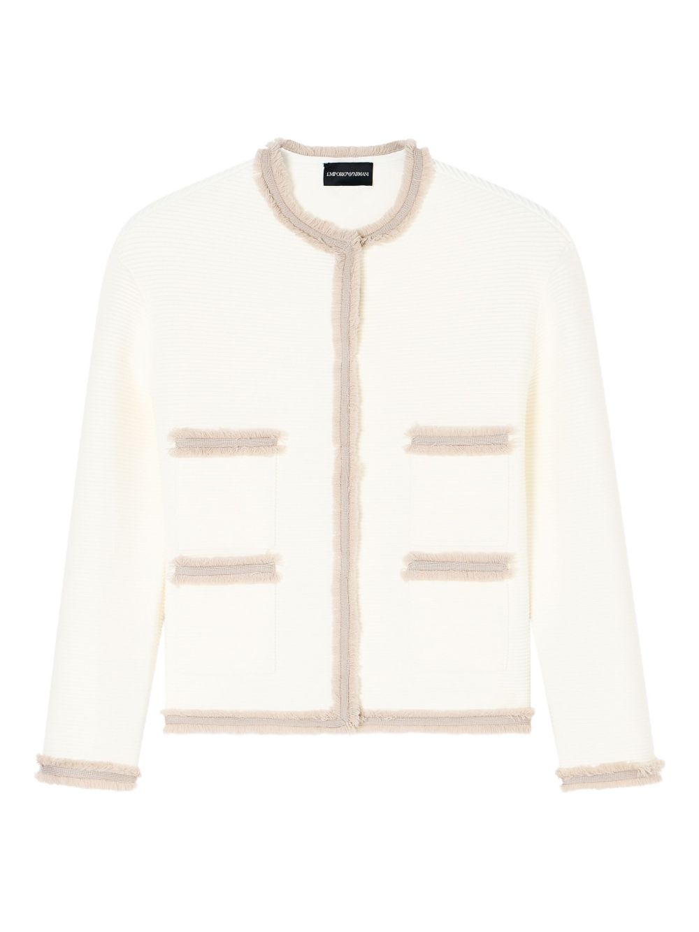 Emporio Armani Jackets White — Tailored Crewneck Blazer