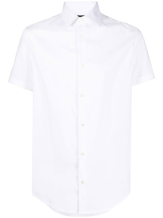Emporio Armani White Cotton Shirt — Classic Short‑Sleeve