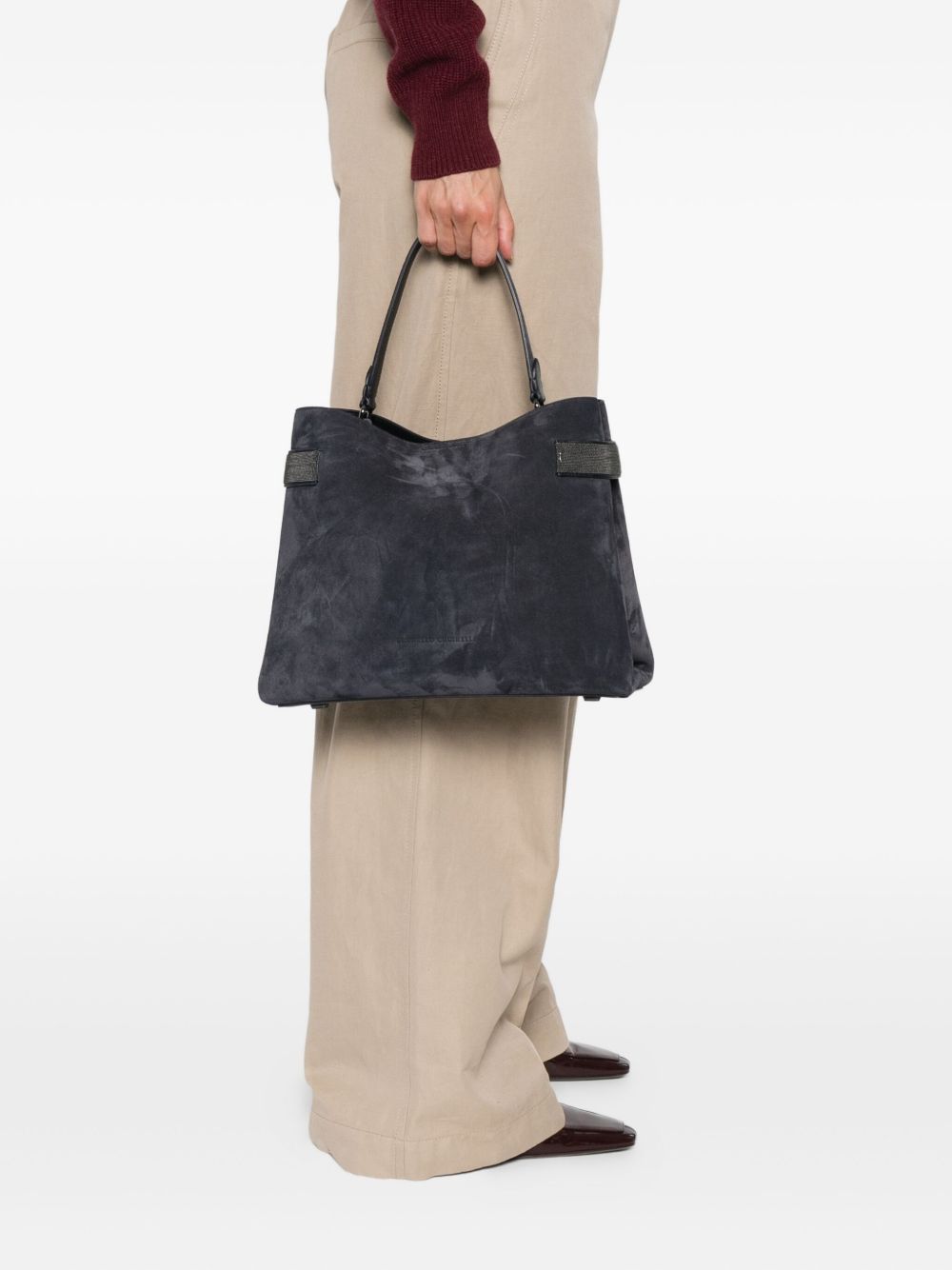 Blue suede handbag — Brunello Cucinelli